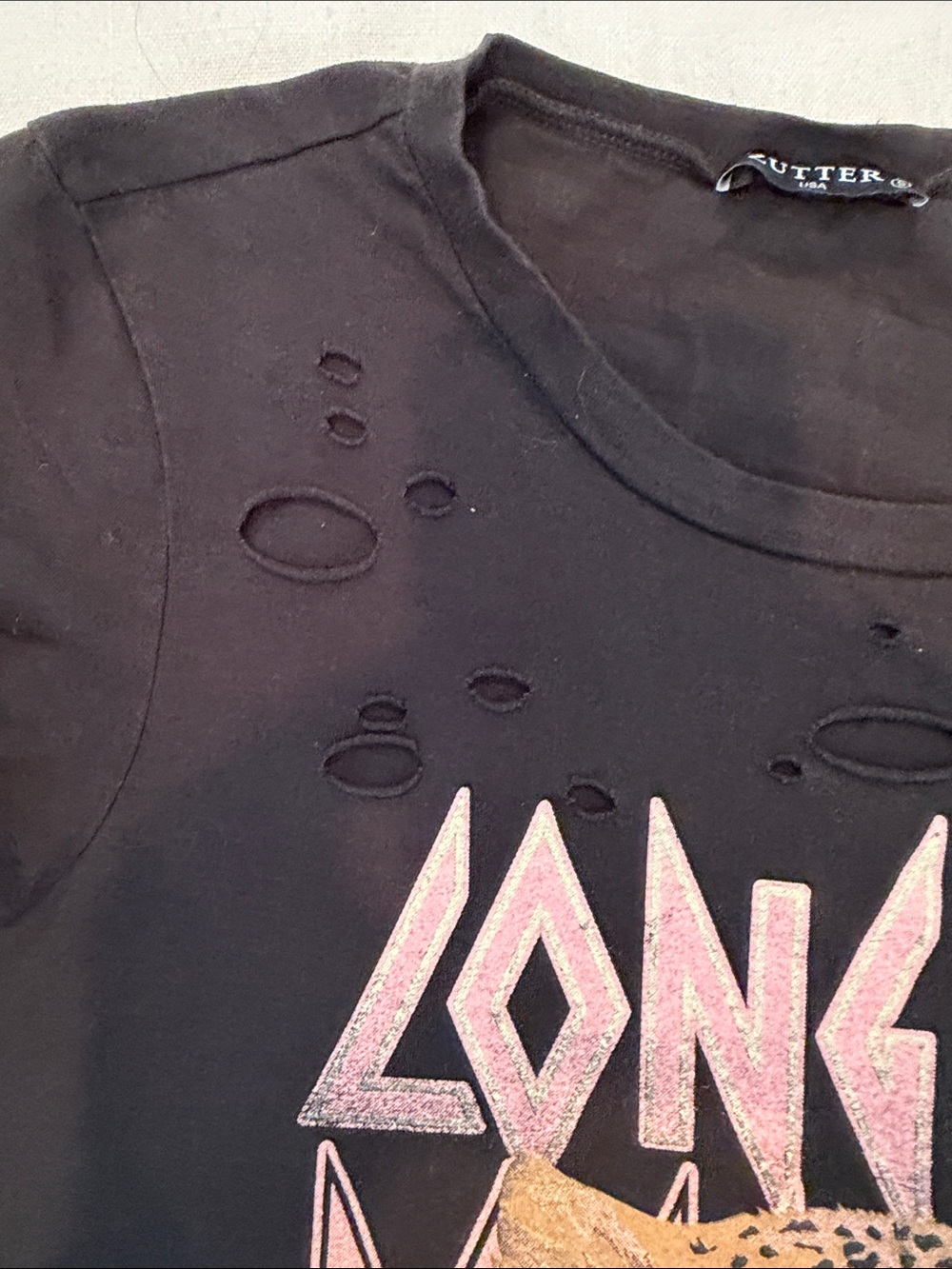 Black Short-Sleeve Graphic Tee with Leopard 'Long Live Rock n Roll' Print - Picture 4 of 5